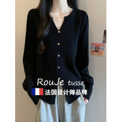 大碼韓版遮肚子羊絨毛衣針織衫女春季胖妹妹不規則減齡羊毛打底衫