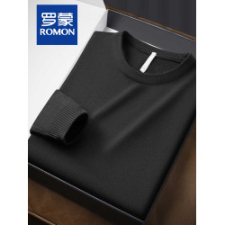 羅矇針織內搭圓領套頭毛衣男2025春秋寬松時尚百搭打底衫上衣