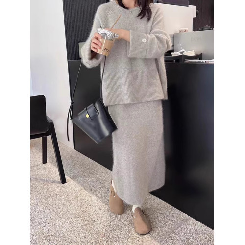 圓領套頭慵懶寬松百搭羊絨毛衣女秋冬新款休閒純色羊毛針織打底衫