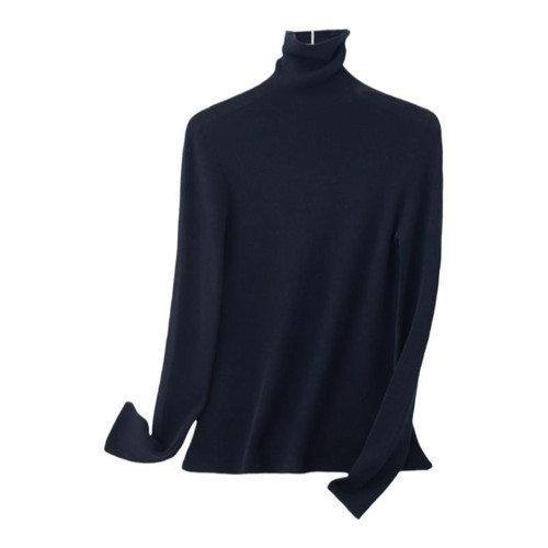 Basic House/百家好100%全羊毛高領針織打底衫女早秋修身內搭毛衣