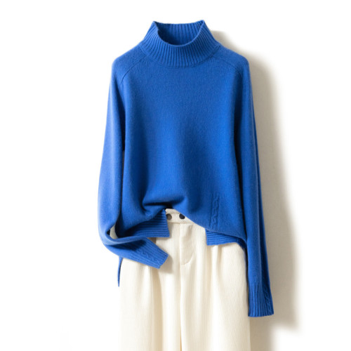 秋冬新款半高領羊絨衫女寬松加厚內搭套頭慵懶毛衣羊毛針織打底衫