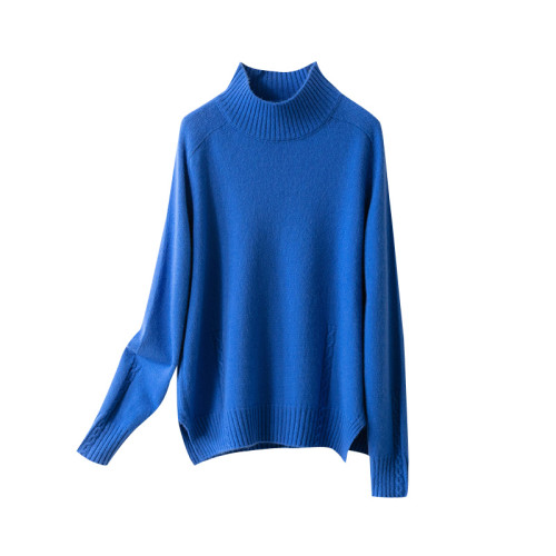 秋冬新款半高領羊絨衫女寬松加厚內搭套頭慵懶毛衣羊毛針織打底衫