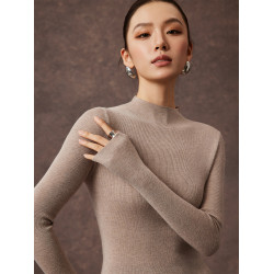 Basic House/百家好軟糯羊毛針織打底衫女早秋修身半高領內搭上衣