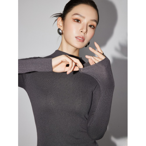 Basic House/百家好軟糯羊毛針織打底衫女早秋修身半高領內搭上衣