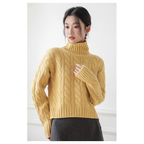 高領麻花毛衣女2025秋冬新款寬松加厚保暖長袖打底衫白色針織上衣