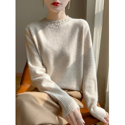 寬松短款釘珠亮片打底衫女2025新款秋冬洋氣內搭大碼女裝針織毛衣