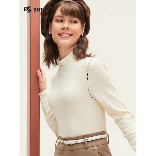 波頓2025秋冬季新款設計感小衆女士針織打底衫黑白色修身毛衣