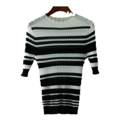 【叁】圓領條紋休閒針織衫薄款百搭簡約針織打底衫