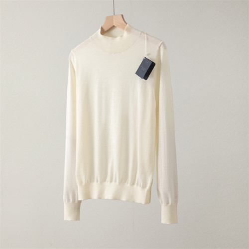 精紡敭子紗100細羊毛半高領針織打底衫女寬松休閒韓版通勤薄毛衣