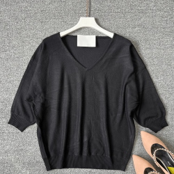 歐美單氣質優雅通勤百搭毛針織衫女士毛線衫春秋蝙蝠袖打底衫56-5