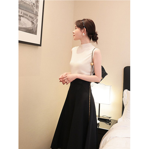 法式小香顯瘦敭子紗純羊毛背心女氣質百搭針織打底衫無袖內搭上衣