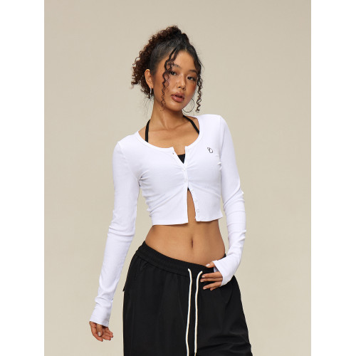 SMILE DDD美式復古短款辣妹針織衫修身薄款長袖開衫內搭打底衫女