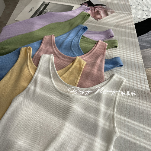桑蠶絲針織背心~圓領彈力通勤顯瘦百搭打底衫無袖針織衫 桑蠶絲針織背心~圓領彈力通勤顯瘦百搭打底衫無袖針織衫