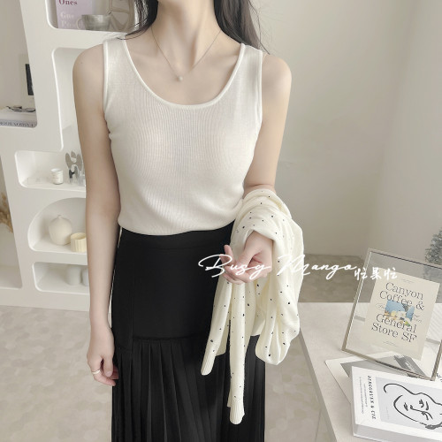 桑蠶絲針織背心~圓領彈力通勤顯瘦百搭打底衫無袖針織衫 桑蠶絲針織背心~圓領彈力通勤顯瘦百搭打底衫無袖針織衫