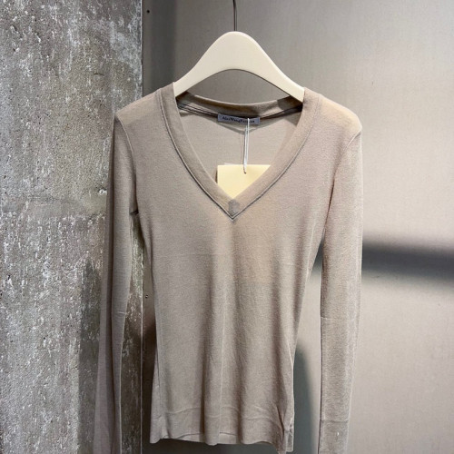 AWF極簡百搭V領打底衫女2025秋冬修身顯瘦內搭彈力純棉長袖薄上衣