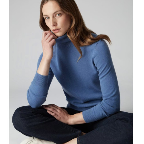 100%綿羊毛！純色翻領長袖羊毛針織衫女高領羊絨衫秋冬內搭打底衫