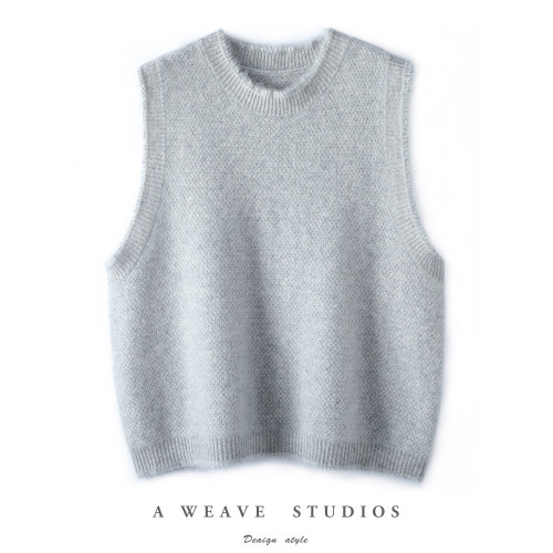 無袖背心馬甲女秋冬新款圓領套頭保暖寬松羊絨毛衣羊毛針織打底衫