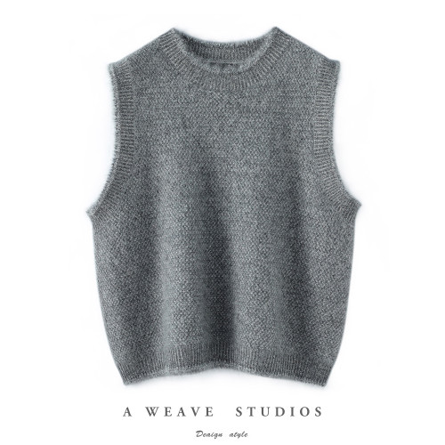 無袖背心馬甲女秋冬新款圓領套頭保暖寬松羊絨毛衣羊毛針織打底衫