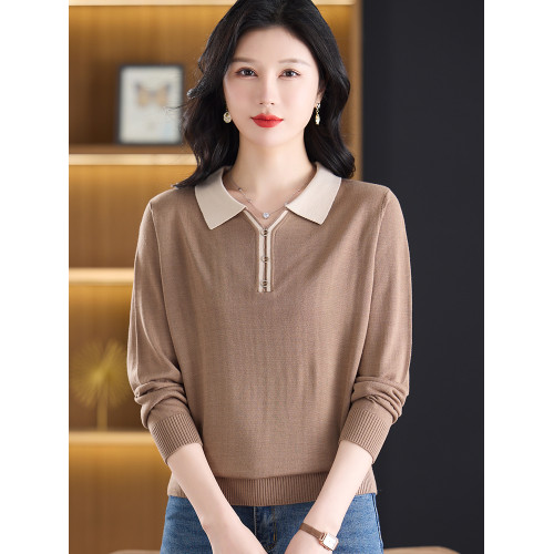 天絲針織衫女2025年新款媽媽春季小衫薄款蠶絲毛衣長袖上衣打底衫