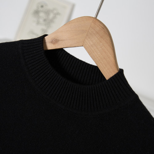 100%綿羊毛！純色圓領長袖羊毛針織衫女套頭羊絨衫秋冬內搭打底衫