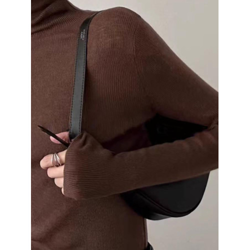 美麗諾精紡羊毛針織高領內搭打底衫女秋冬薄款修身顯瘦堆堆領毛衣