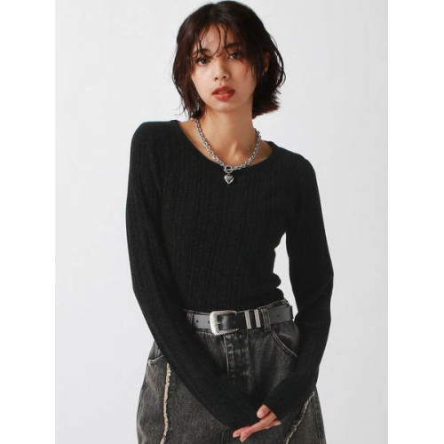 日單優選新款68支天絲針織打底衫女圓領坑條顯瘦簡約百搭上衣