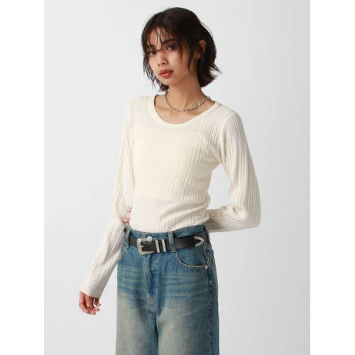 日單優選新款68支天絲針織打底衫女圓領坑條顯瘦簡約百搭上衣