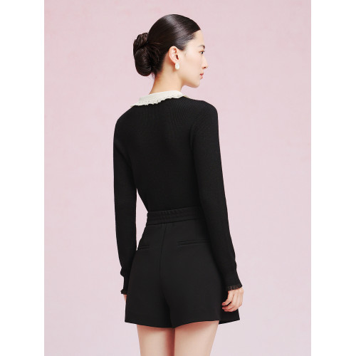 La Koradior拉珂蒂時尚新款法式針織氣質小衫娃娃領長袖打底衫女