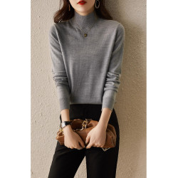 春秋內搭精紡羊毛衫女半高領套頭針織打底衫2025新款軟糯薄款毛衣