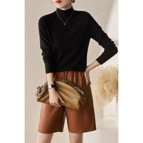 春秋內搭精紡羊毛衫女半高領套頭針織打底衫2025新款軟糯薄款毛衣