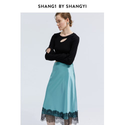 SHANG1 BY SHANGYI新款打底衫女24早春新款超薄修身解搆設計上衣