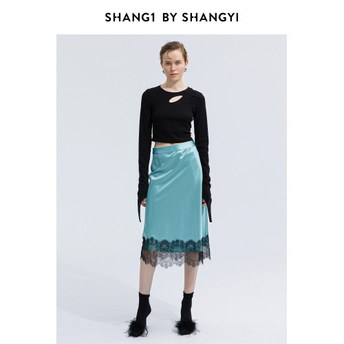 SHANG1 BY SHANGYI新款打底衫女24早春新款超薄修身解搆設計上衣