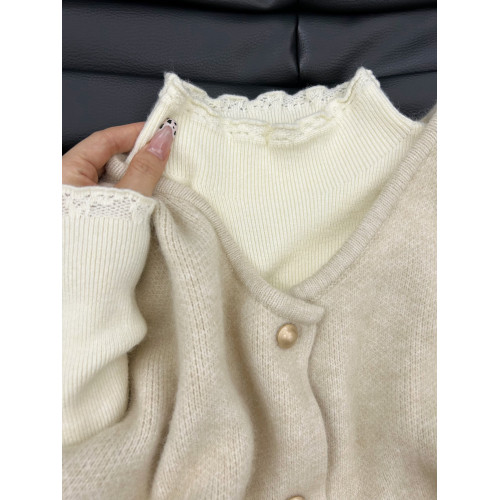 半高領木耳邊針織長袖打底衫女秋冬款設計感時尚洋氣內搭加厚上衣