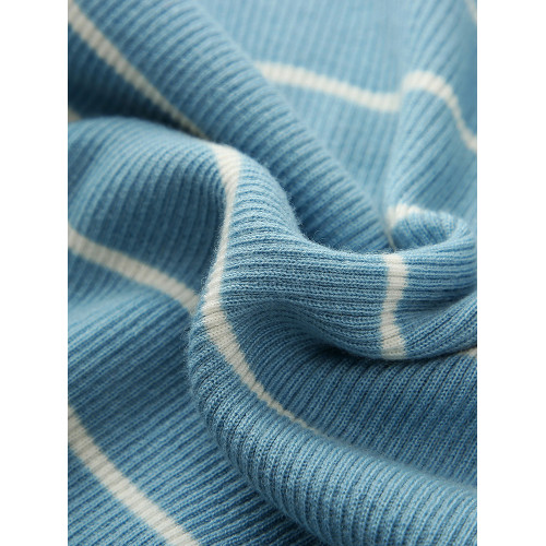 兆君2025春秋新款精紡條紋羊毛衫女v領長袖針織打底衫修身薄毛衣