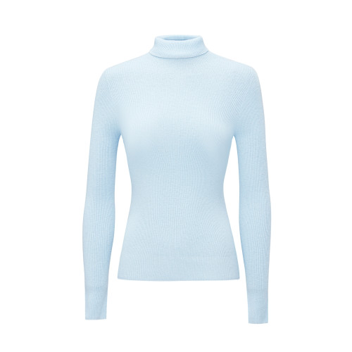 EUULII 2024秋冬新品100%美麗諾羊毛衫無縫高領打底衫百搭針織女