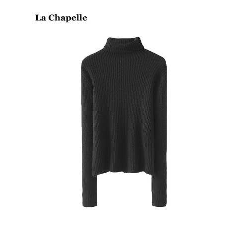 拉夏貝爾/La Chapelle冬季新款高領針織打底衫女修身顯瘦內搭毛衣