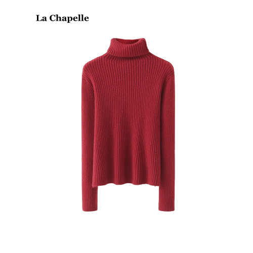 拉夏貝爾/La Chapelle冬季新款高領針織打底衫女修身顯瘦內搭毛衣