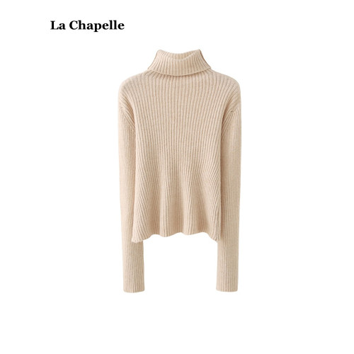 拉夏貝爾/La Chapelle冬季新款高領針織打底衫女修身顯瘦內搭毛衣