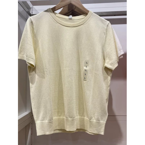 日單女裝莫代爾棉混紡圓領套頭針織衫短袖毛衣打底衫25春款474983