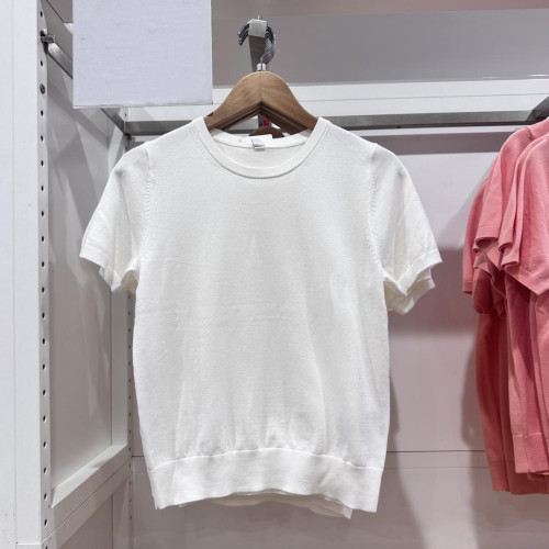 女裝莫代爾棉混紡圓領針織衫毛衣短袖圓領打底衫25夏季新款474983