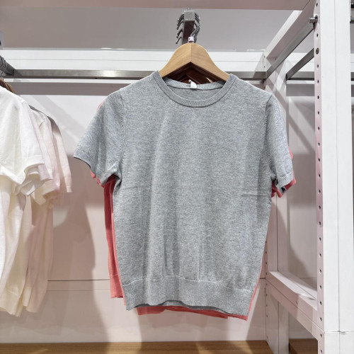 女裝莫代爾棉混紡圓領針織衫毛衣短袖圓領打底衫25夏季新款474983