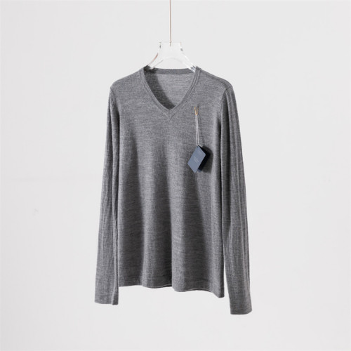 敭子紗薄款精紡100細羊毛V領針織打底衫女寬松休閒韓版通勤薄毛衣