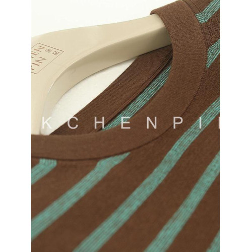 呈品60支100羊毛衫女百搭條紋毛衣2025春裝新款百搭休閒打底衫