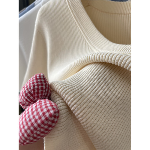 坑條冰絲針織春夏純色圓領韓系針織衫打底衫女修身內搭圓領短袖