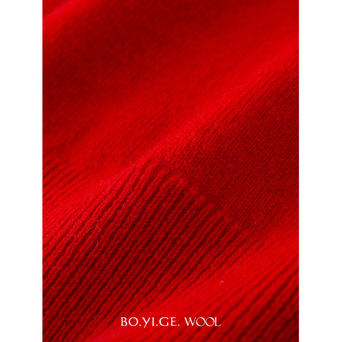 博依格2025早春新品100%羊毛衫女半高領套頭毛衣寬松針織打底衫