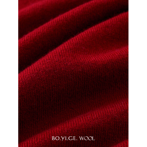 博依格2025春新品100%羊毛衫女圓領套頭毛衣寬松針織打底衫百搭