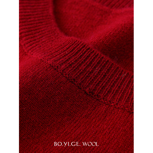 博依格2025春新品100%羊毛衫女圓領套頭毛衣寬松針織打底衫百搭