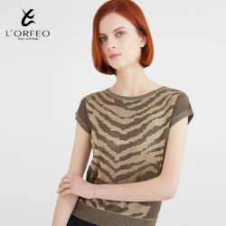 L'ORFEO/奧菲歐圓領落肩袖針織衫修身顯瘦女士上衣打底衫