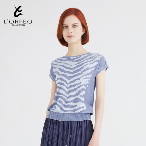 L'ORFEO/奧菲歐圓領落肩袖針織衫修身顯瘦女士上衣打底衫