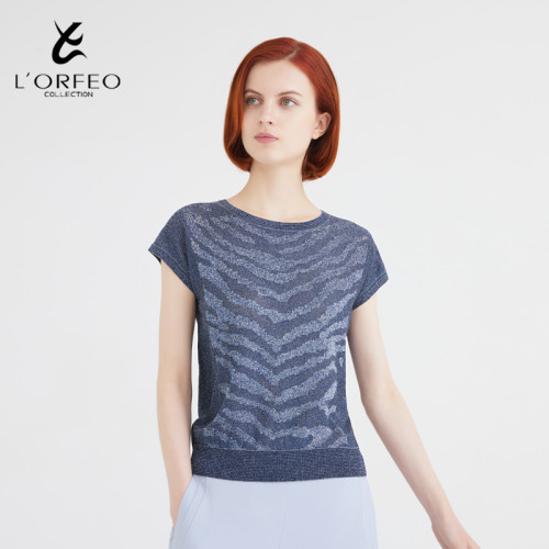 L'ORFEO/奧菲歐圓領落肩袖針織衫修身顯瘦女士上衣打底衫